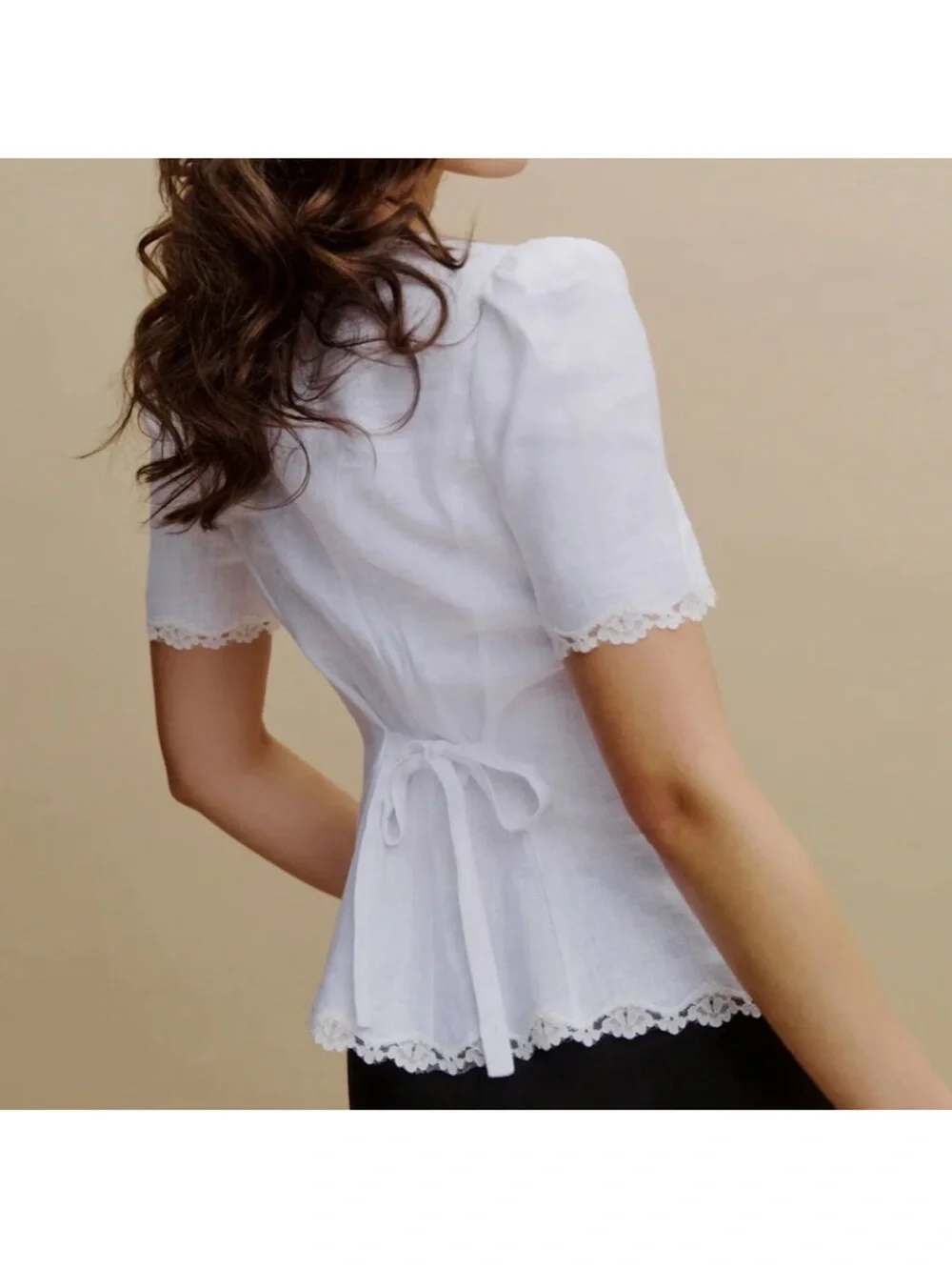 Reformation Anabella Linen Top in Ivory